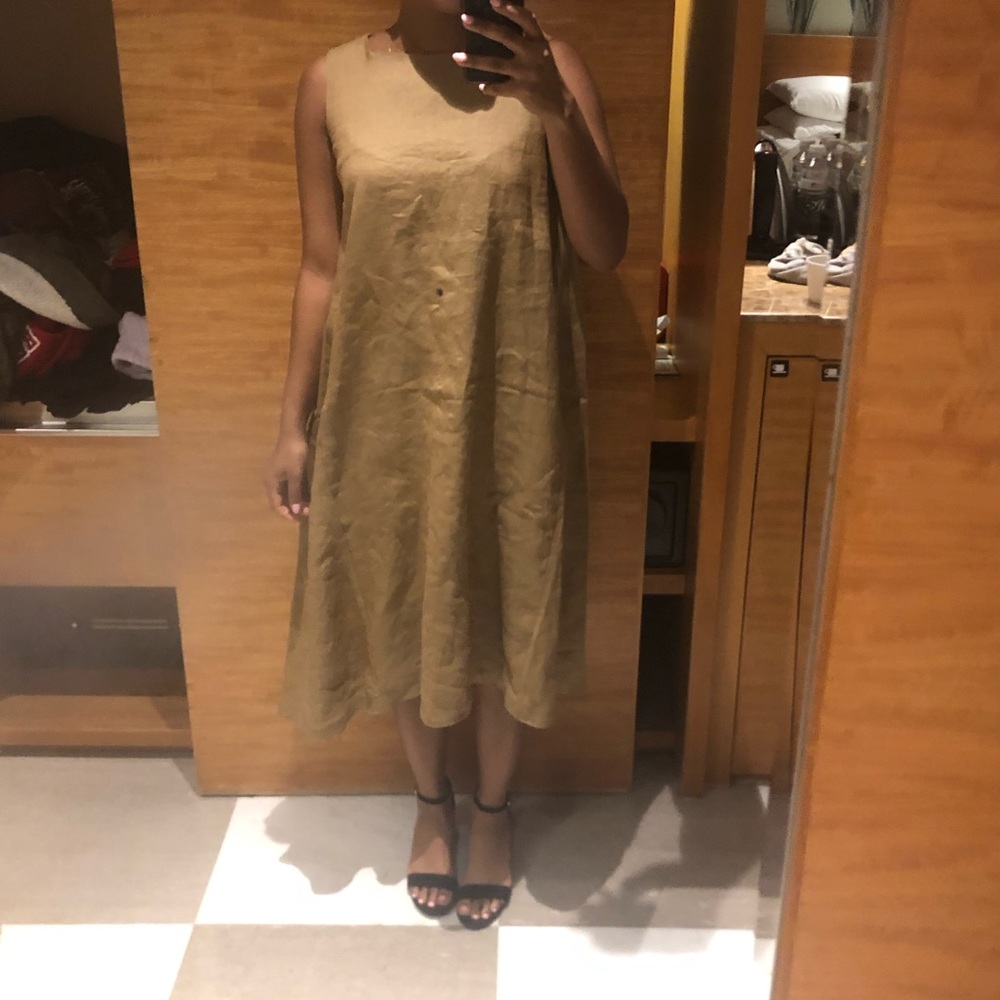 Tan, linen dress